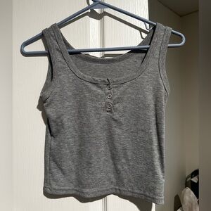 Gray Sleeveless Ribbed Top